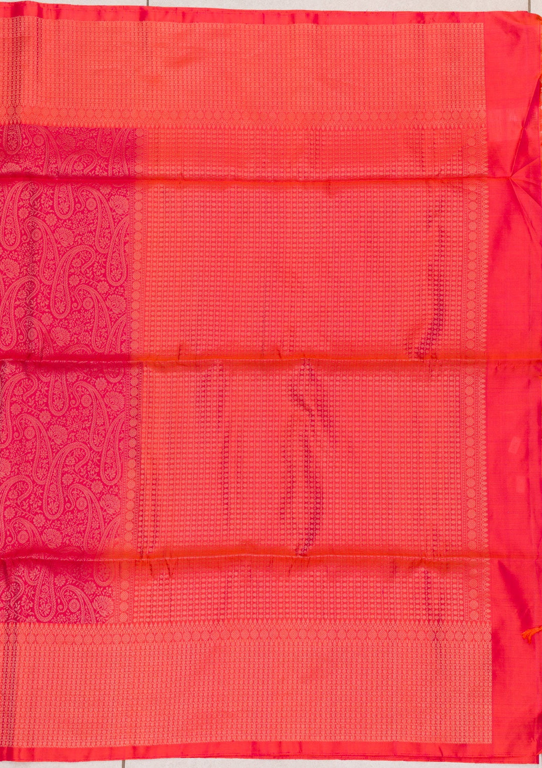 Rani Pink Zariwork Pure Silk Saree-Koskii