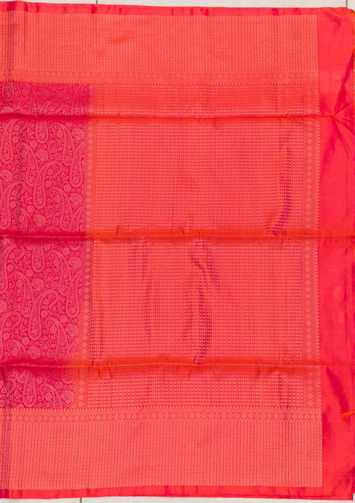 Rani Pink Zariwork Pure Silk Saree-Koskii