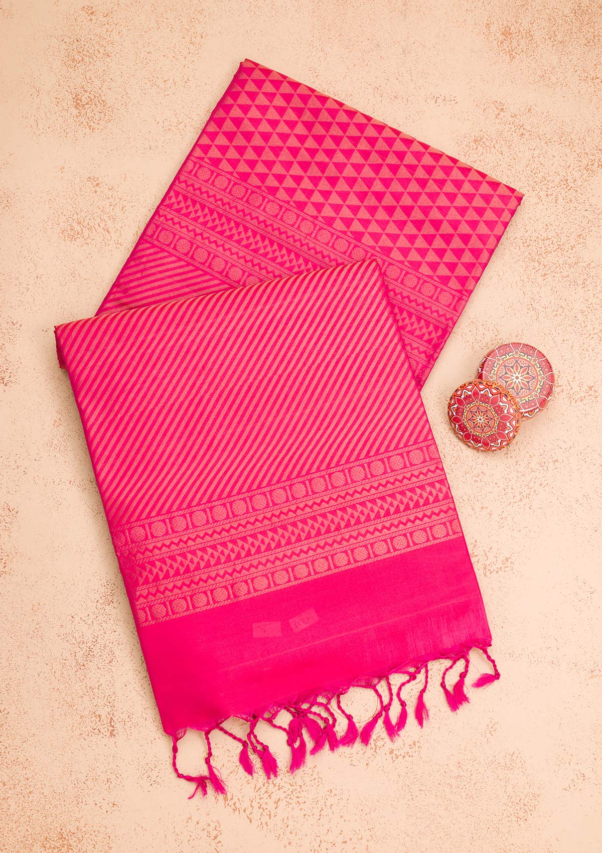 Rani Pink Zariwork Pure Silk Saree-Koskii