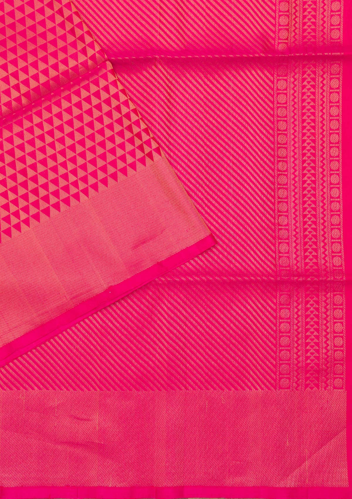 Rani Pink Zariwork Pure Silk Saree-Koskii