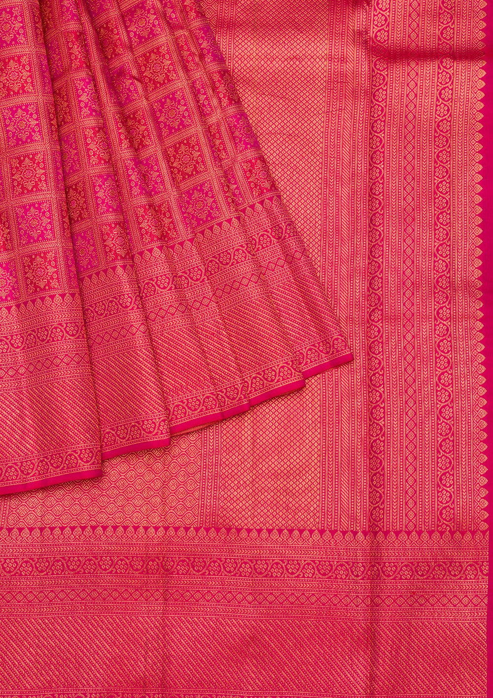 Rani Pink Zariwork Pure Silk Saree-Koskii