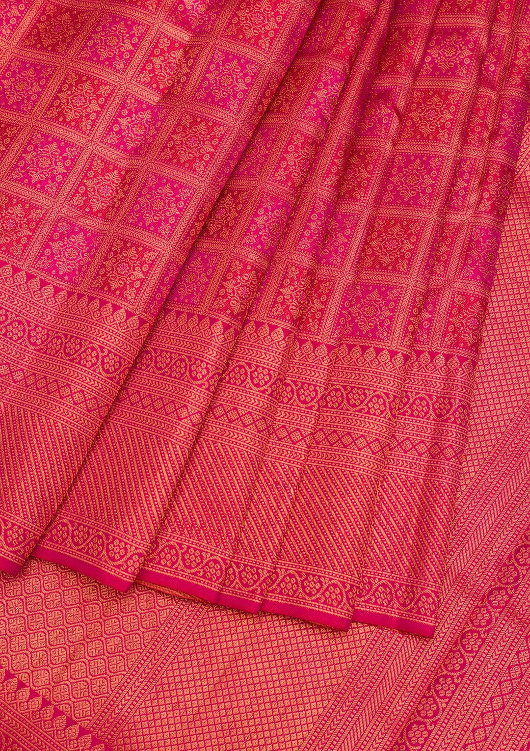 Rani Pink Zariwork Pure Silk Saree-Koskii