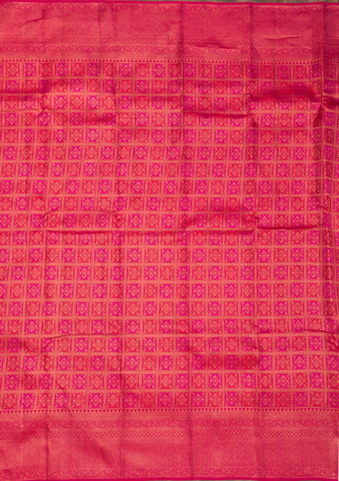 Rani Pink Zariwork Pure Silk Saree-Koskii