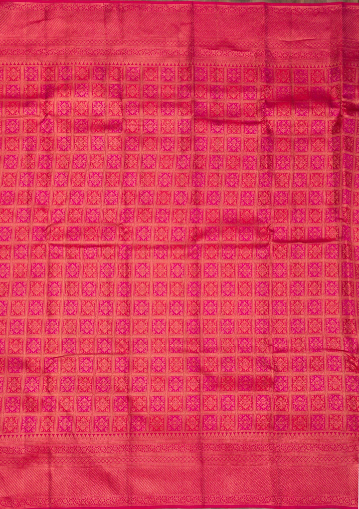 Rani Pink Zariwork Pure Silk Saree-Koskii