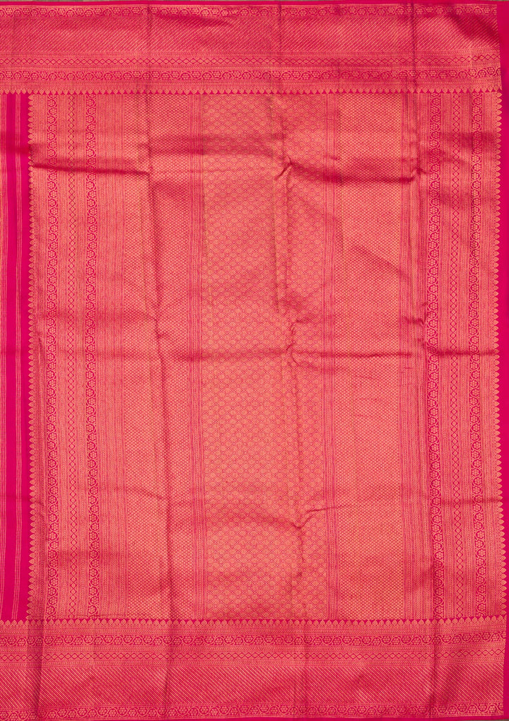 Rani Pink Zariwork Pure Silk Saree-Koskii