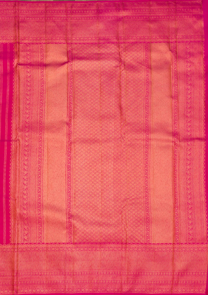 Rani Pink Zariwork Pure Silk Saree-Koskii