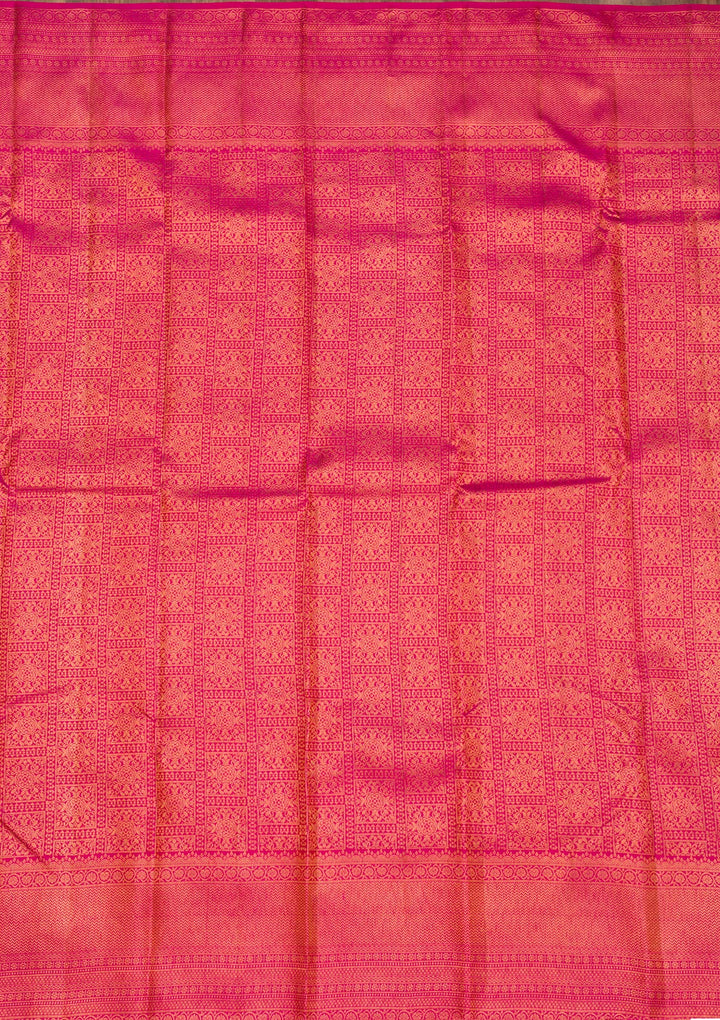 Rani Pink Zariwork Pure Silk Saree-Koskii