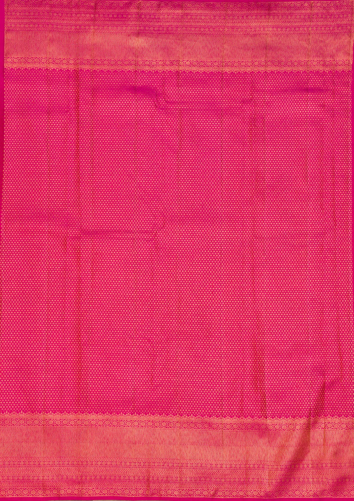 Rani Pink Zariwork Pure Silk Saree-Koskii