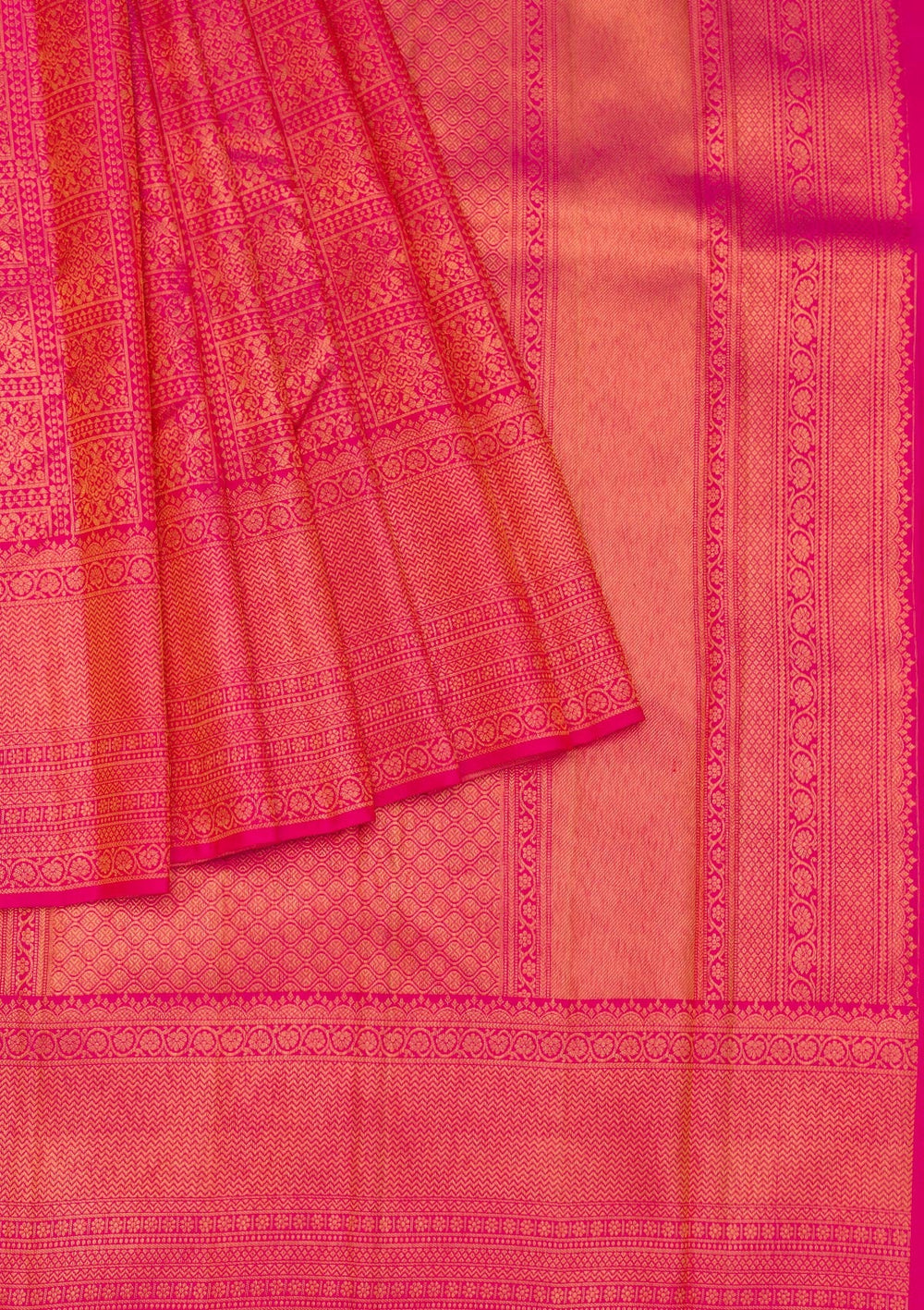 Rani Pink Zariwork Pure Silk Saree-Koskii