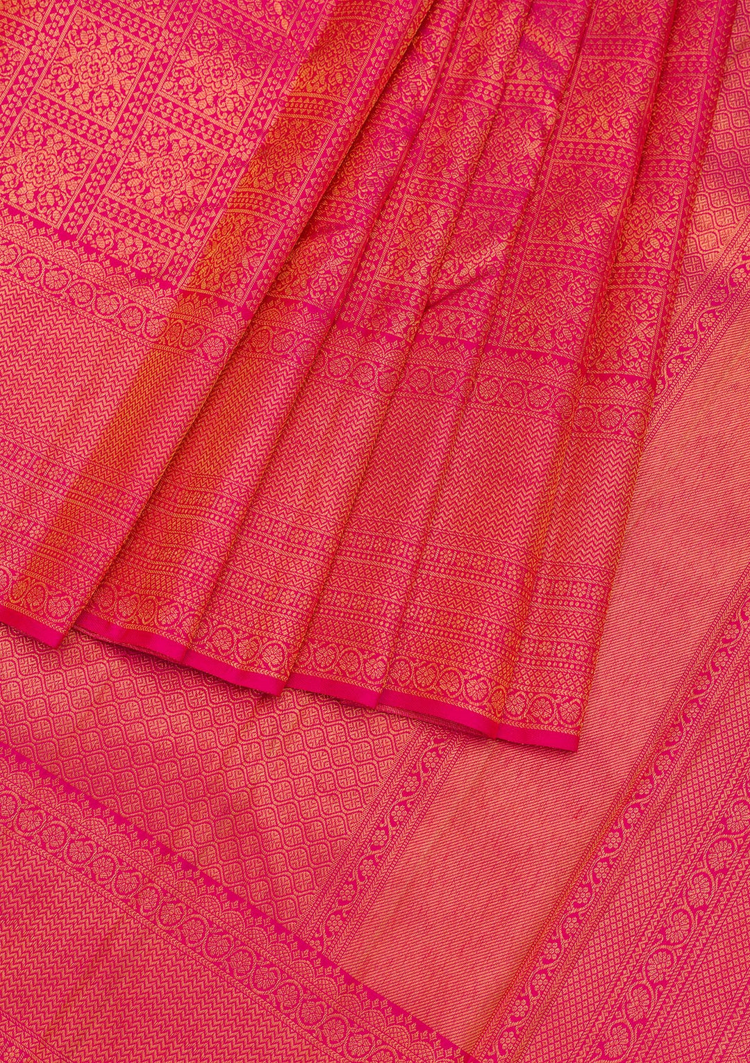Rani Pink Zariwork Pure Silk Saree-Koskii