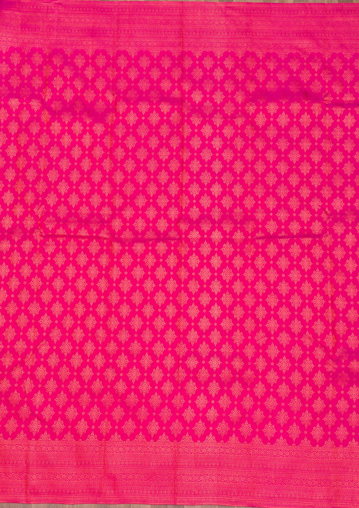 Rani Pink Zariwork Pure Silk Saree-Koskii