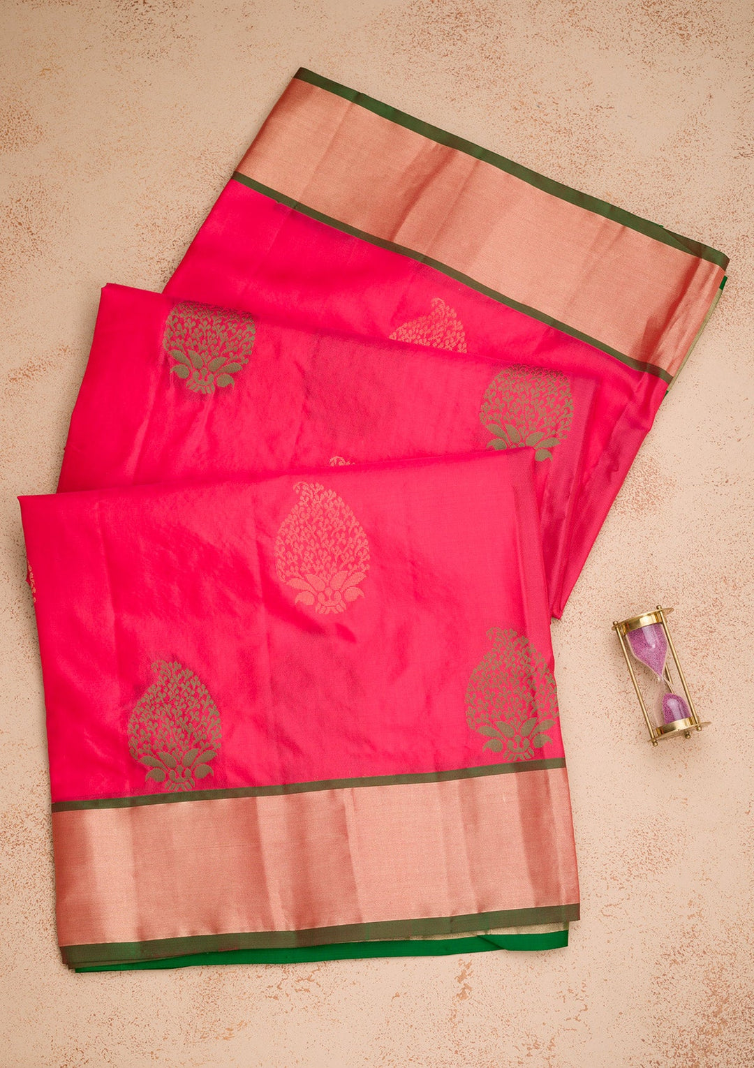 Rani Pink Zariwork Pure Silk Saree-Koskii