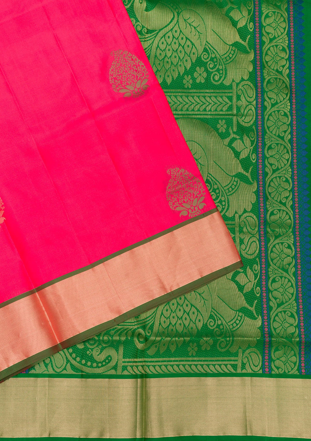 Rani Pink Zariwork Pure Silk Saree-Koskii
