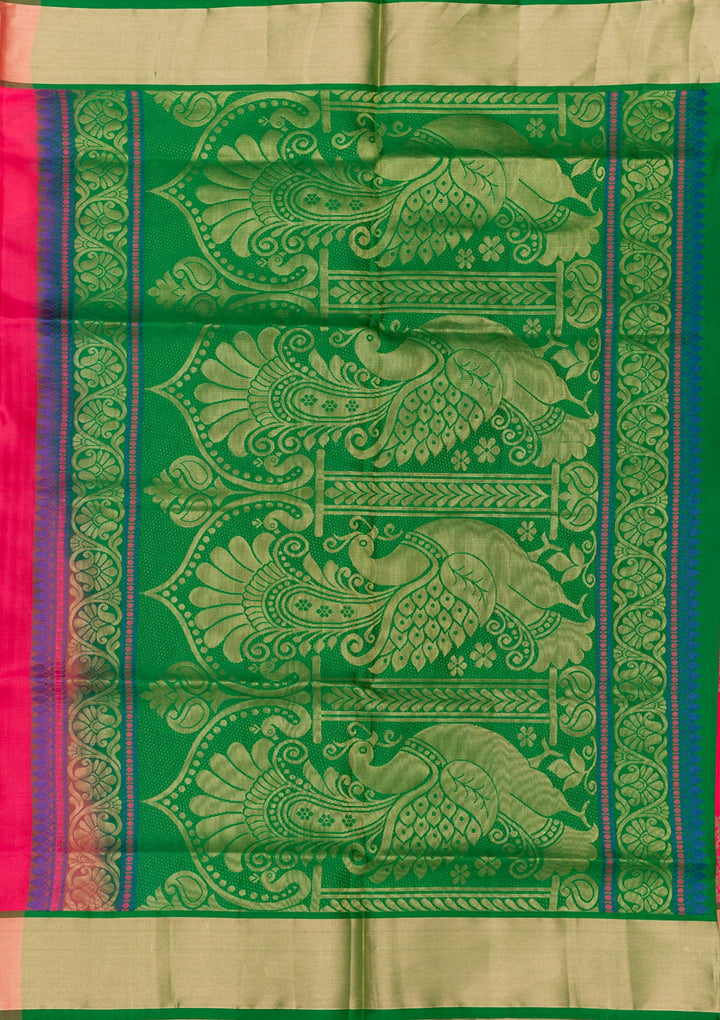 Rani Pink Zariwork Pure Silk Saree-Koskii
