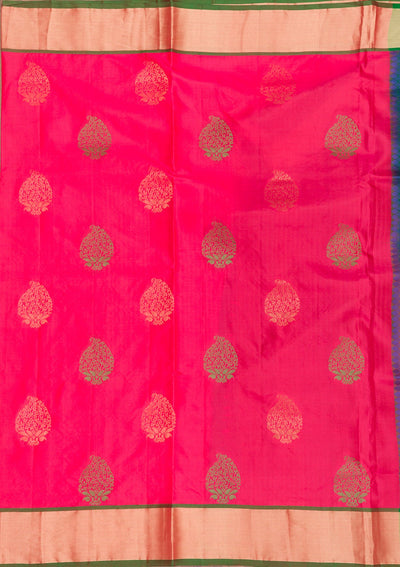 Rani Pink Zariwork Pure Silk Saree-Koskii