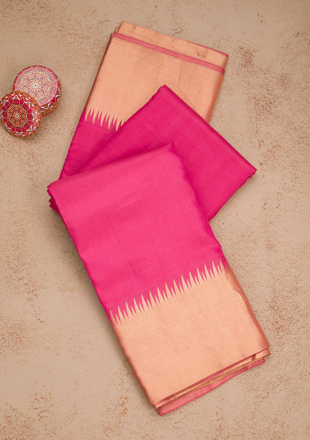 Rani Pink Zariwork Pure Silk Saree-Koskii
