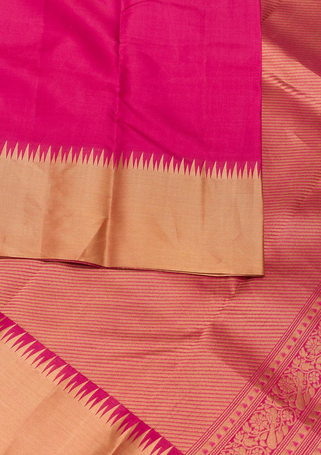 Rani Pink Zariwork Pure Silk Saree-Koskii