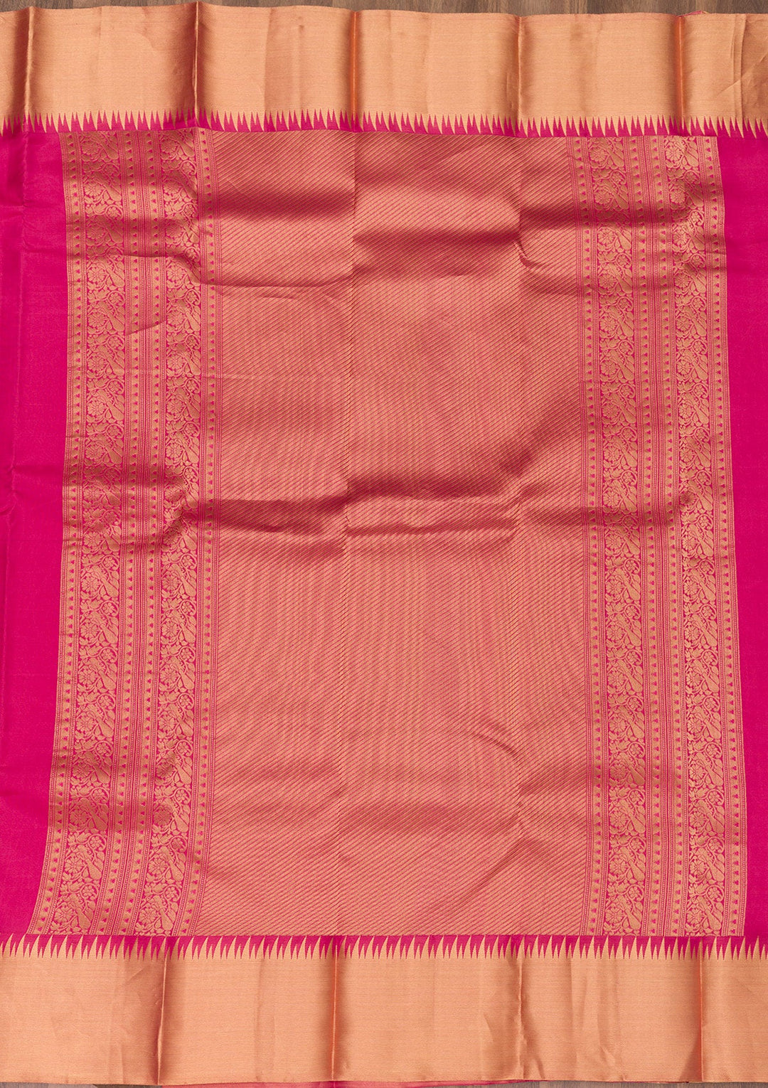 Rani Pink Zariwork Pure Silk Saree-Koskii