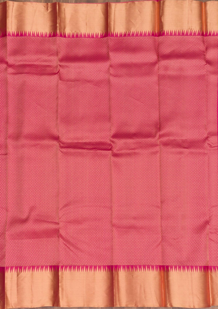 Rani Pink Zariwork Pure Silk Saree-Koskii