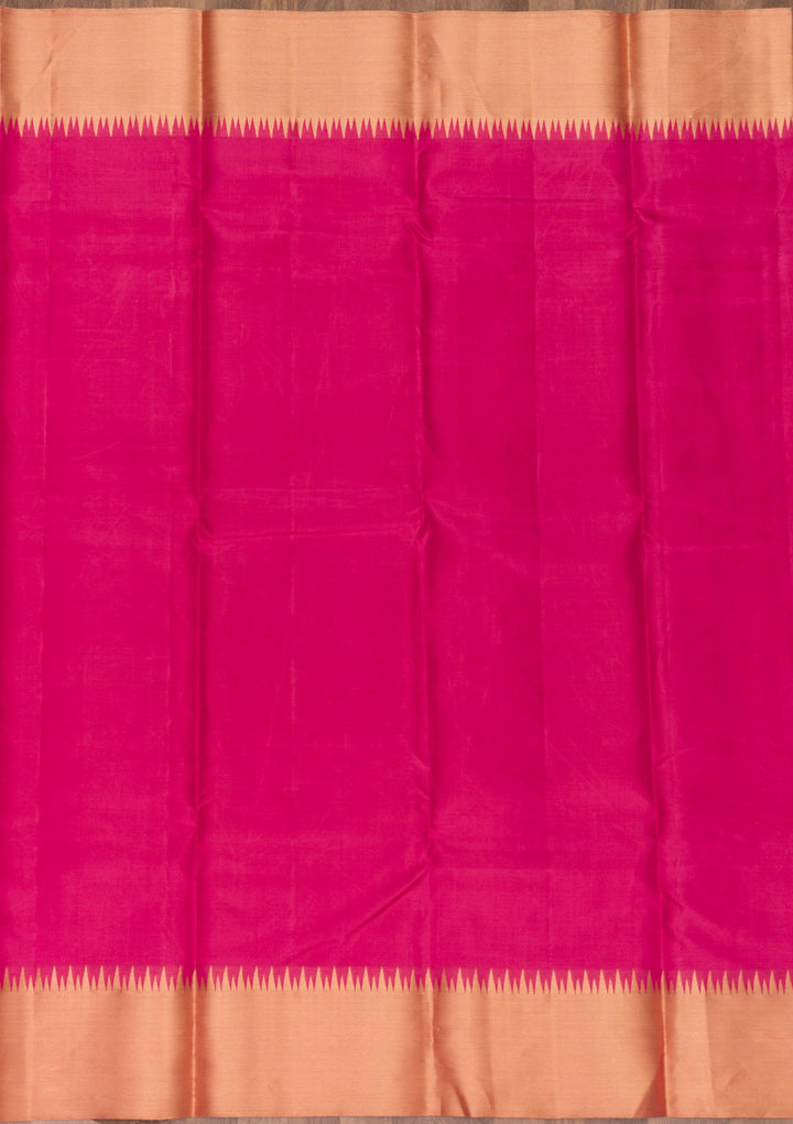 Rani Pink Zariwork Pure Silk Saree-Koskii