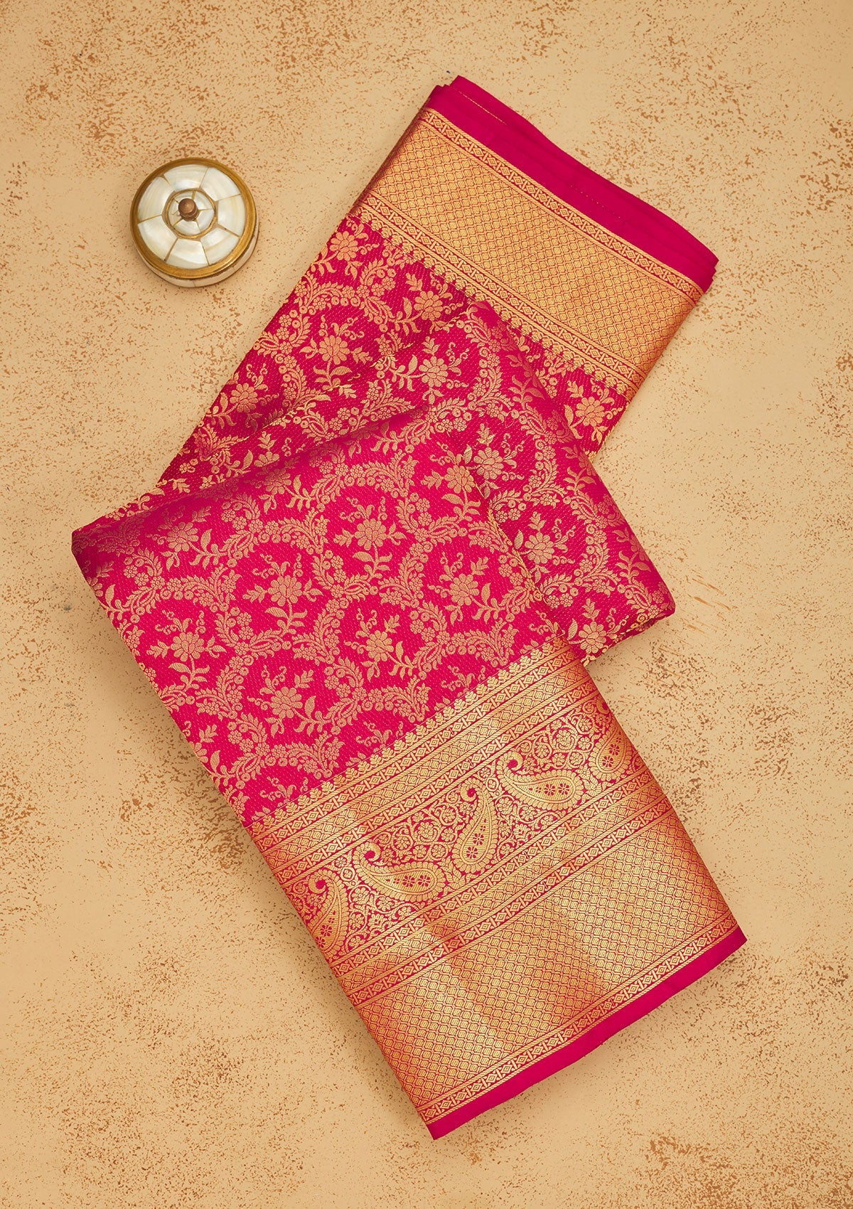 Rani Pink Zariwork Pure Silk Saree-Koskii