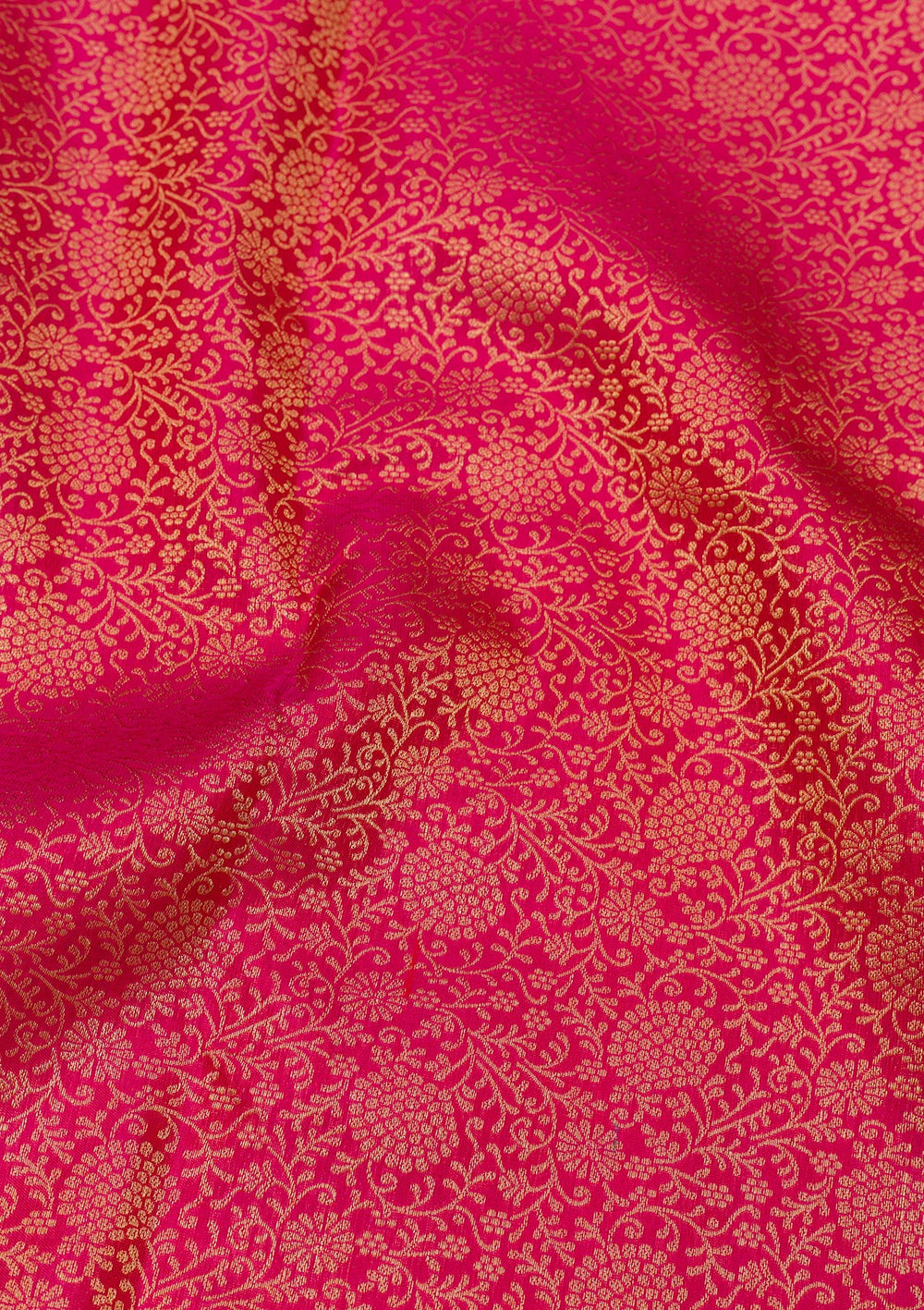 Rani Pink Zariwork Pure Silk Saree-Koskii