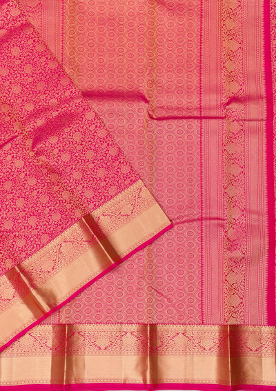 Rani Pink Zariwork Pure Silk Saree-Koskii