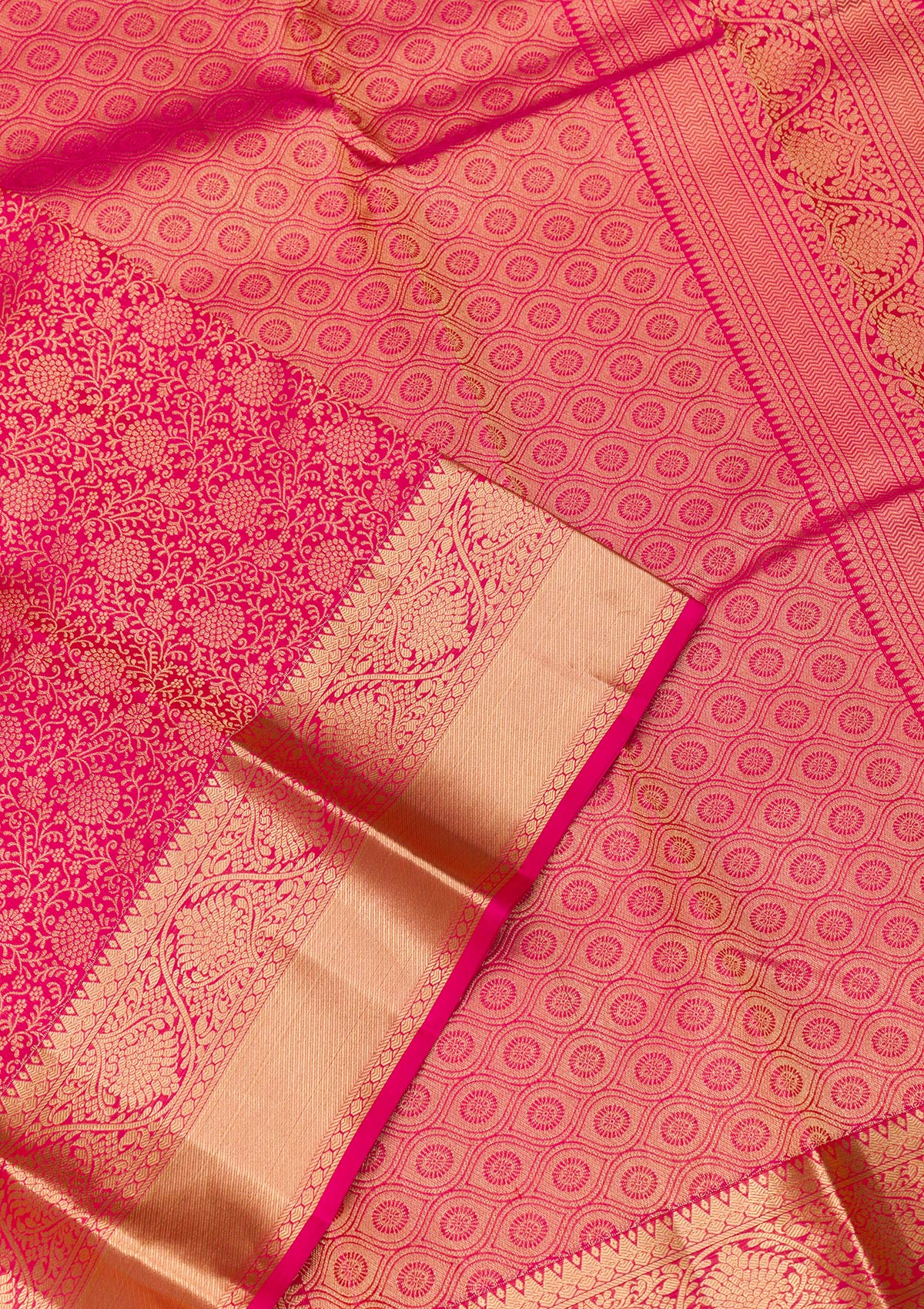 Rani Pink Zariwork Pure Silk Saree-Koskii