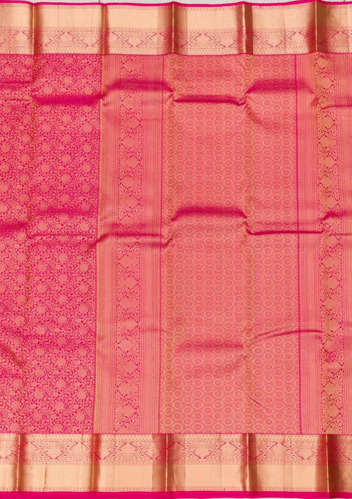 Rani Pink Zariwork Pure Silk Saree-Koskii