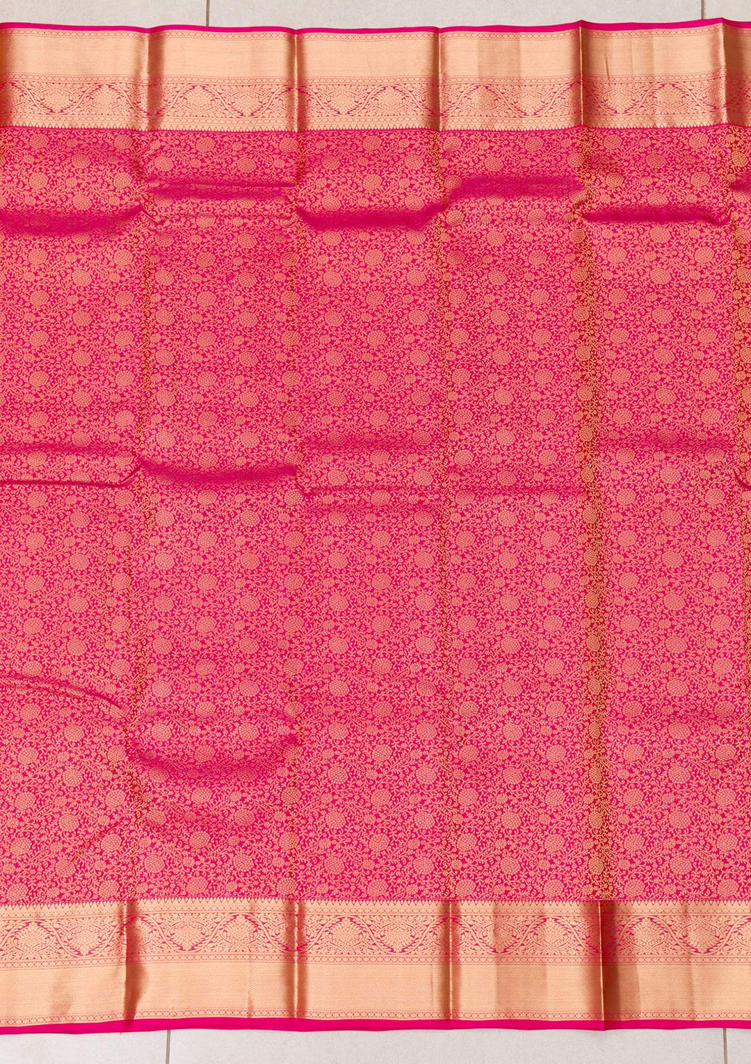 Rani Pink Zariwork Pure Silk Saree-Koskii