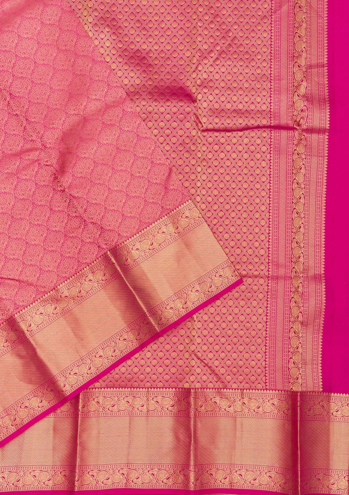 Rani Pink Zariwork Pure Silk Saree-Koskii