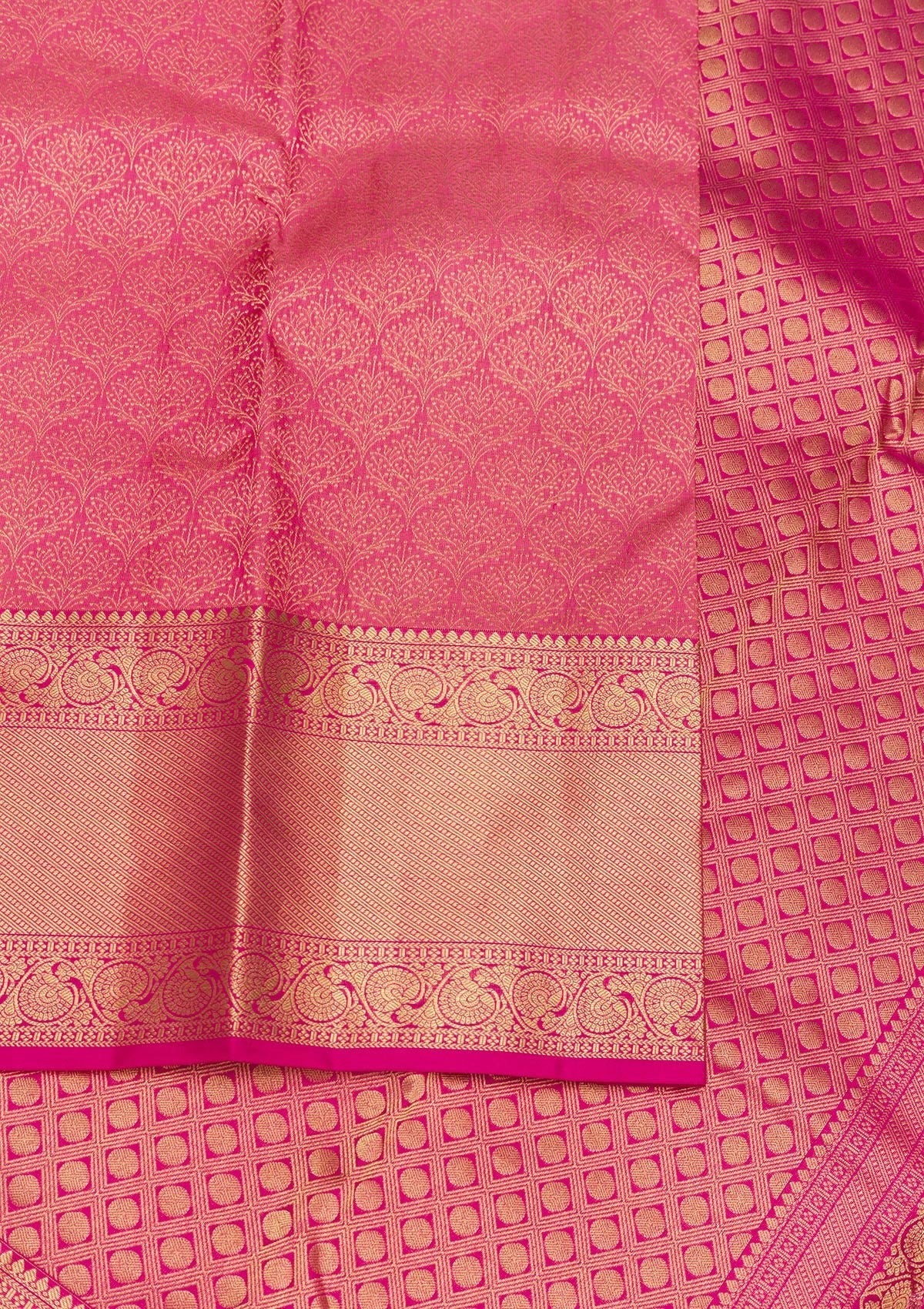 Rani Pink Zariwork Pure Silk Saree-Koskii