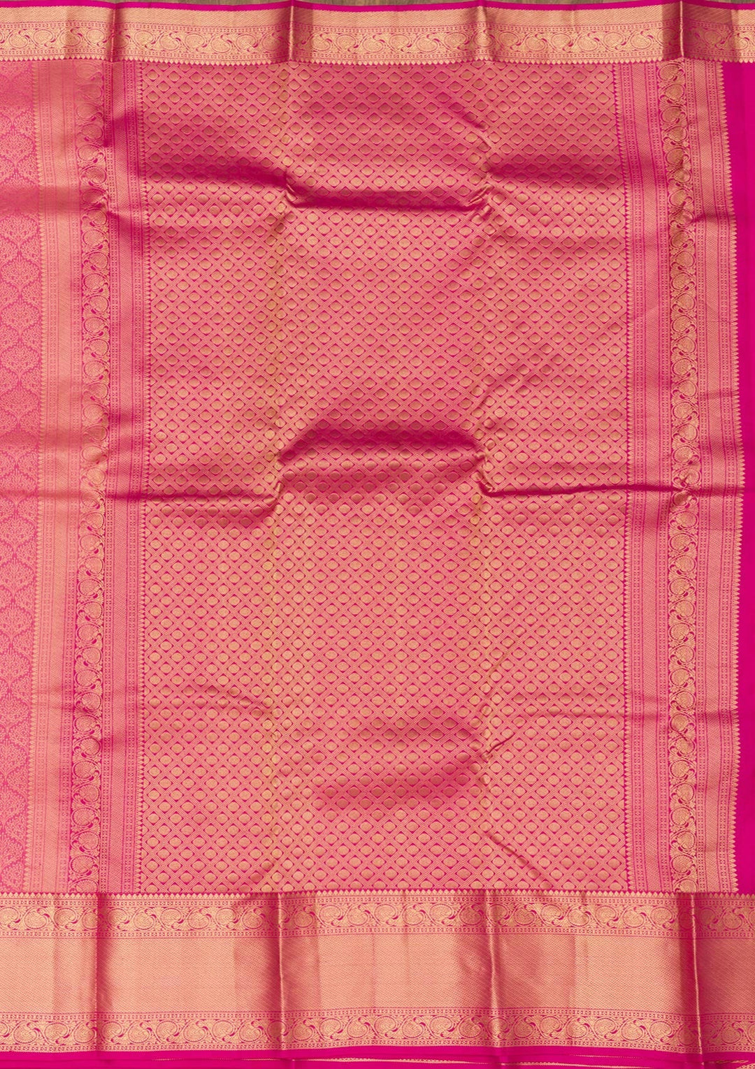 Rani Pink Zariwork Pure Silk Saree-Koskii