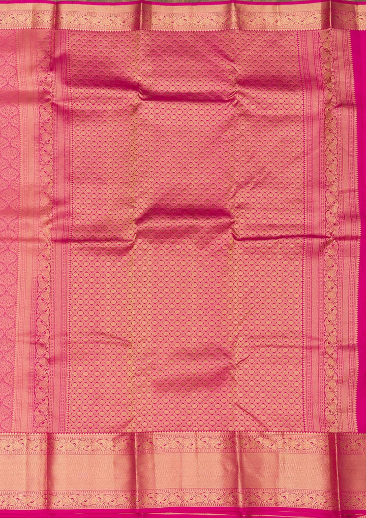 Rani Pink Zariwork Pure Silk Saree-Koskii