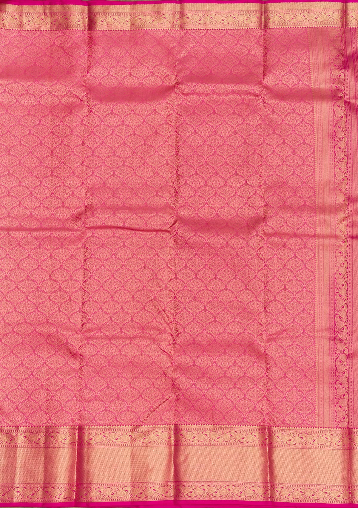 Rani Pink Zariwork Pure Silk Saree-Koskii