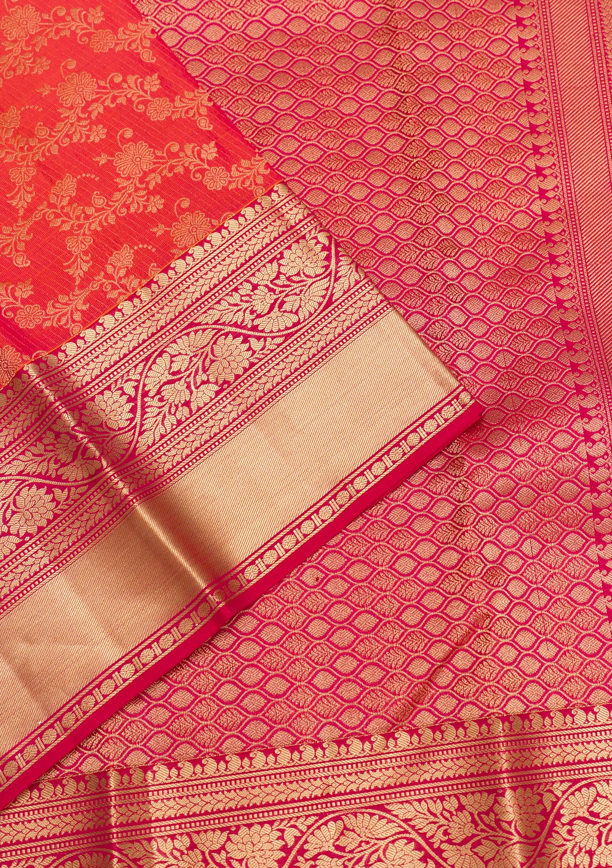 Rani Pink Zariwork Pure Silk Saree-Koskii