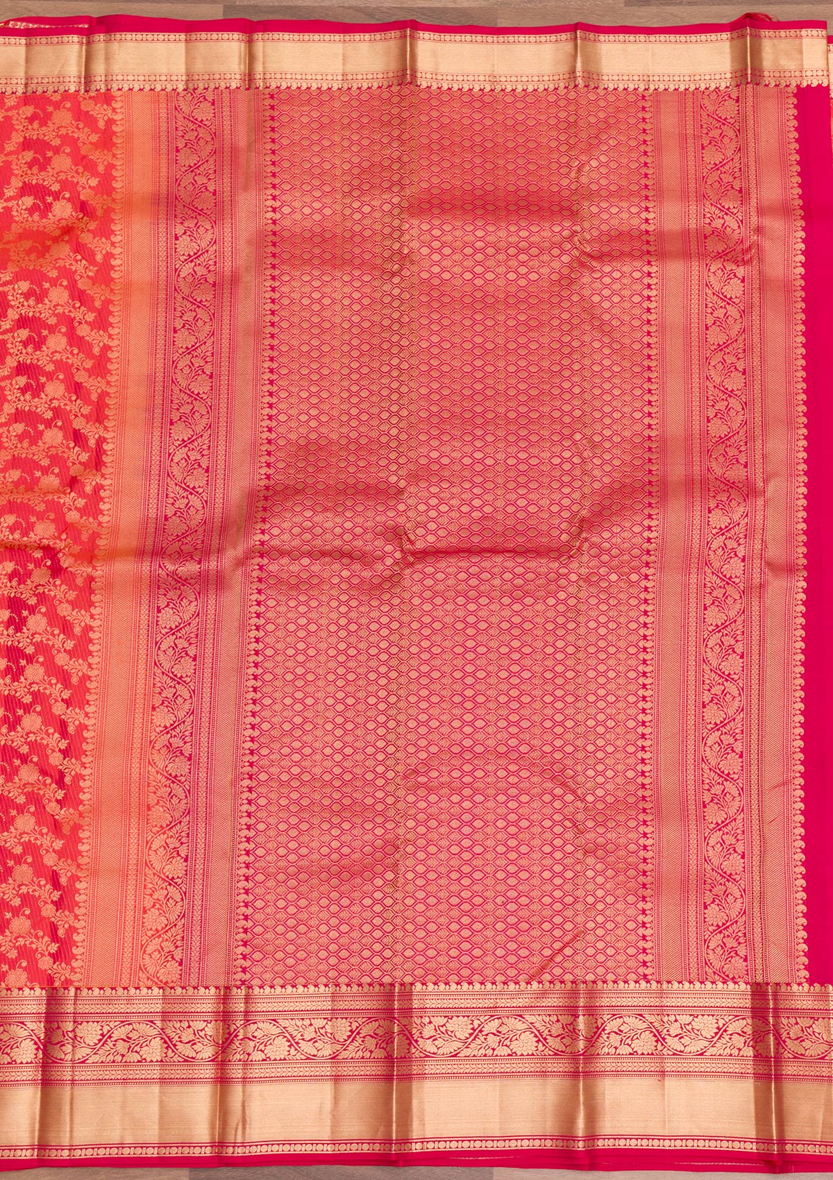 Rani Pink Zariwork Pure Silk Saree-Koskii