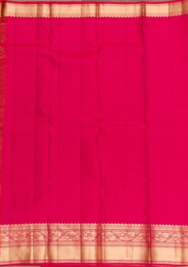 Rani Pink Zariwork Pure Silk Saree-Koskii