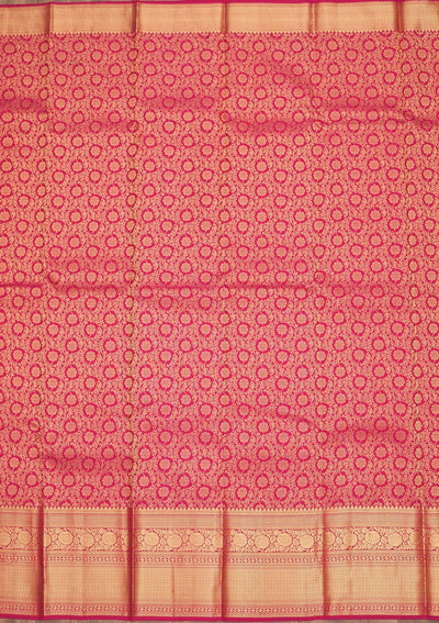 Rani Pink Zariwork Pure Silk Saree-Koskii