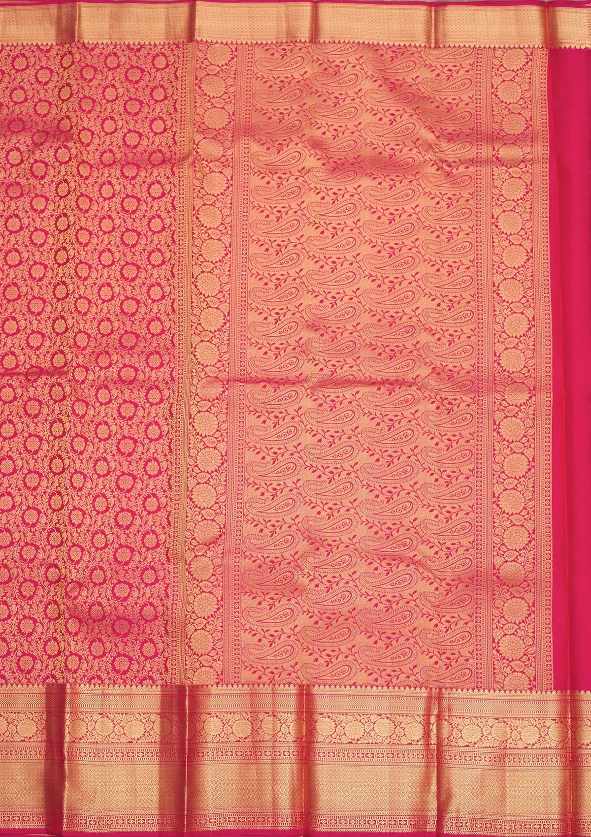 Rani Pink Zariwork Pure Silk Saree-Koskii