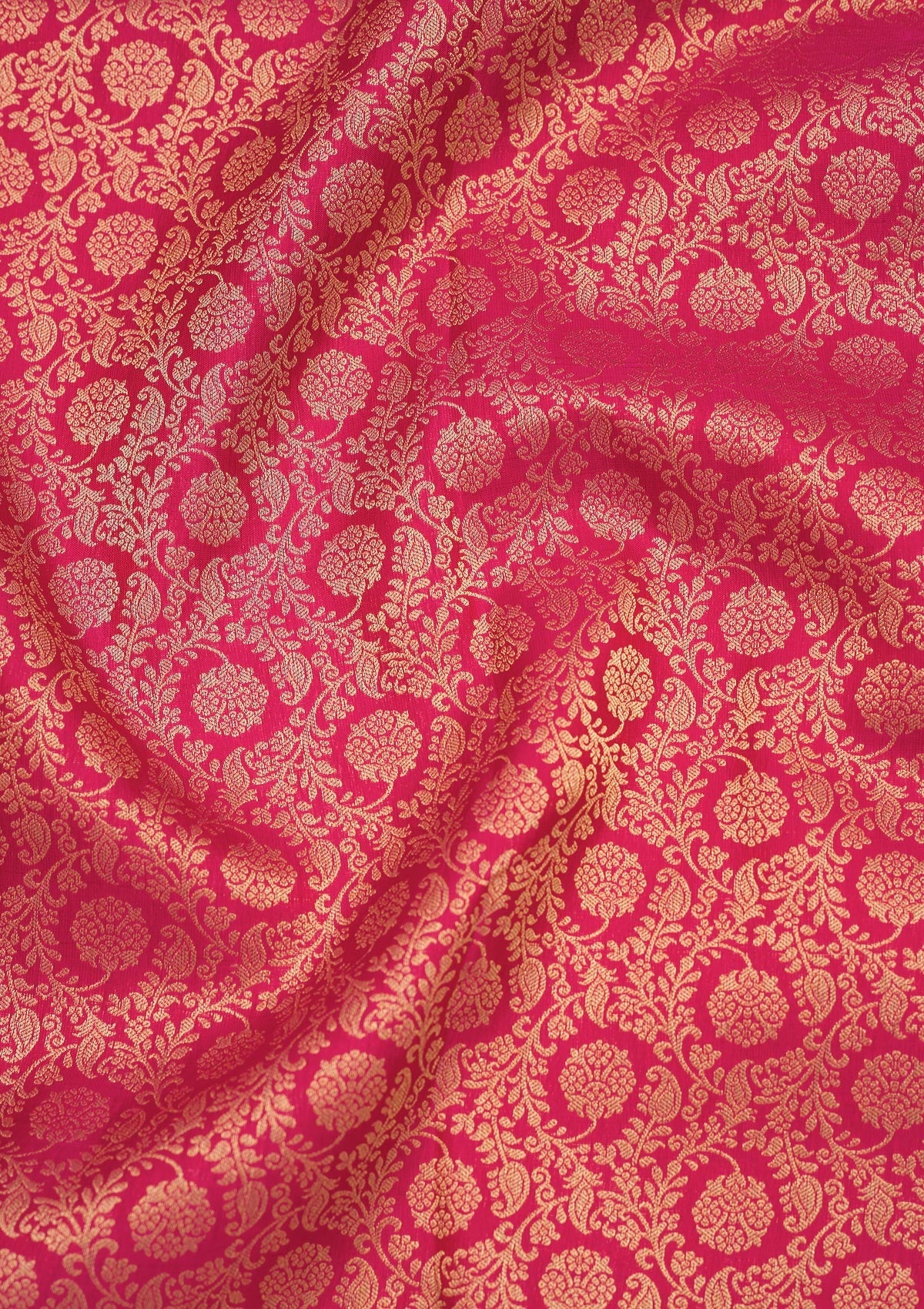 Rani Pink Zariwork Pure Silk Saree-Koskii