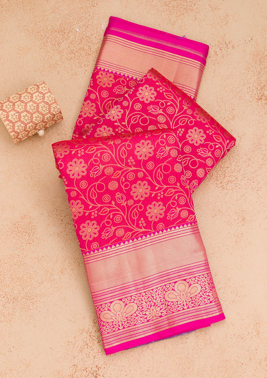 Rani Pink Zariwork Pure Silk Saree-Koskii