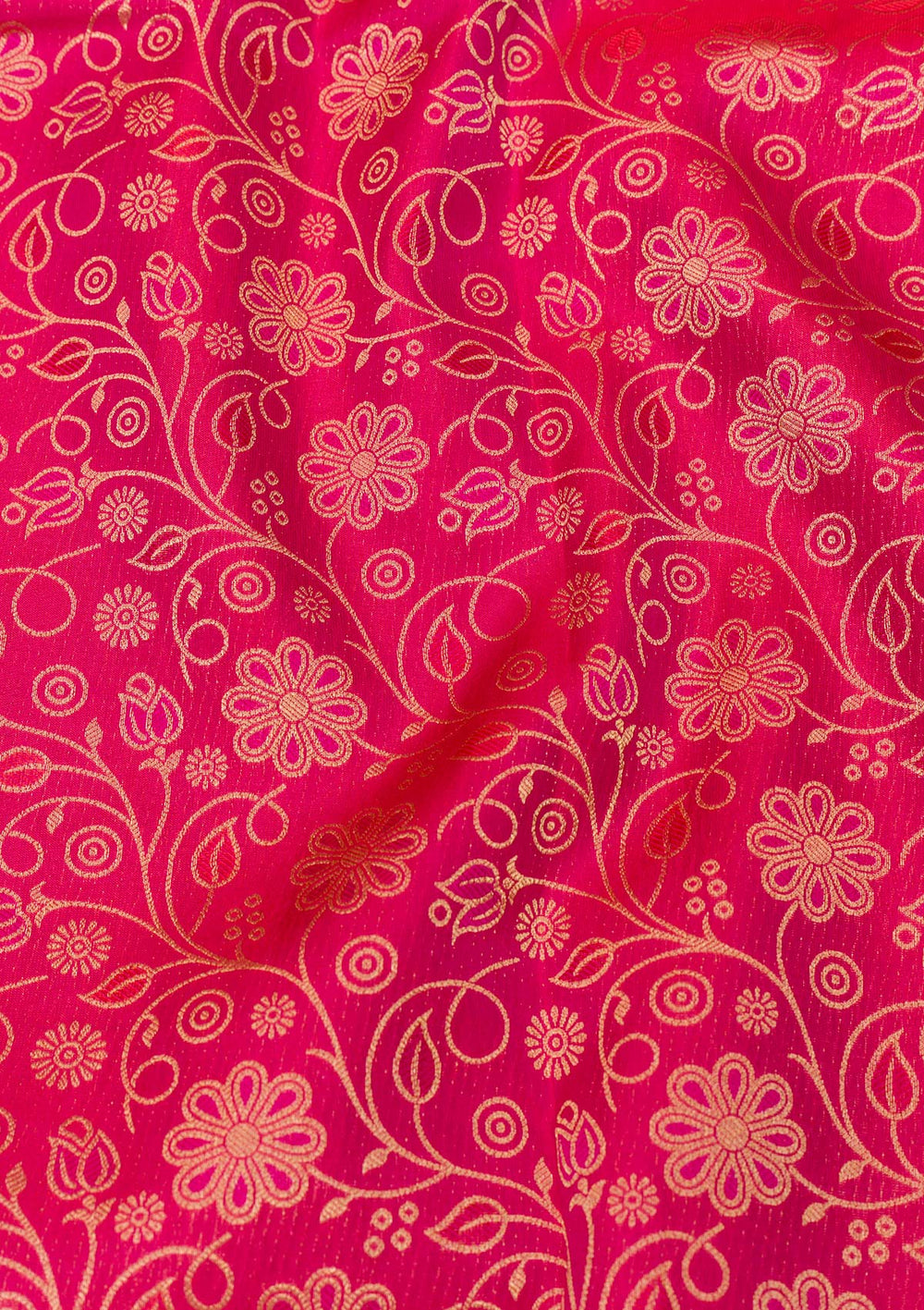 Rani Pink Zariwork Pure Silk Saree-Koskii