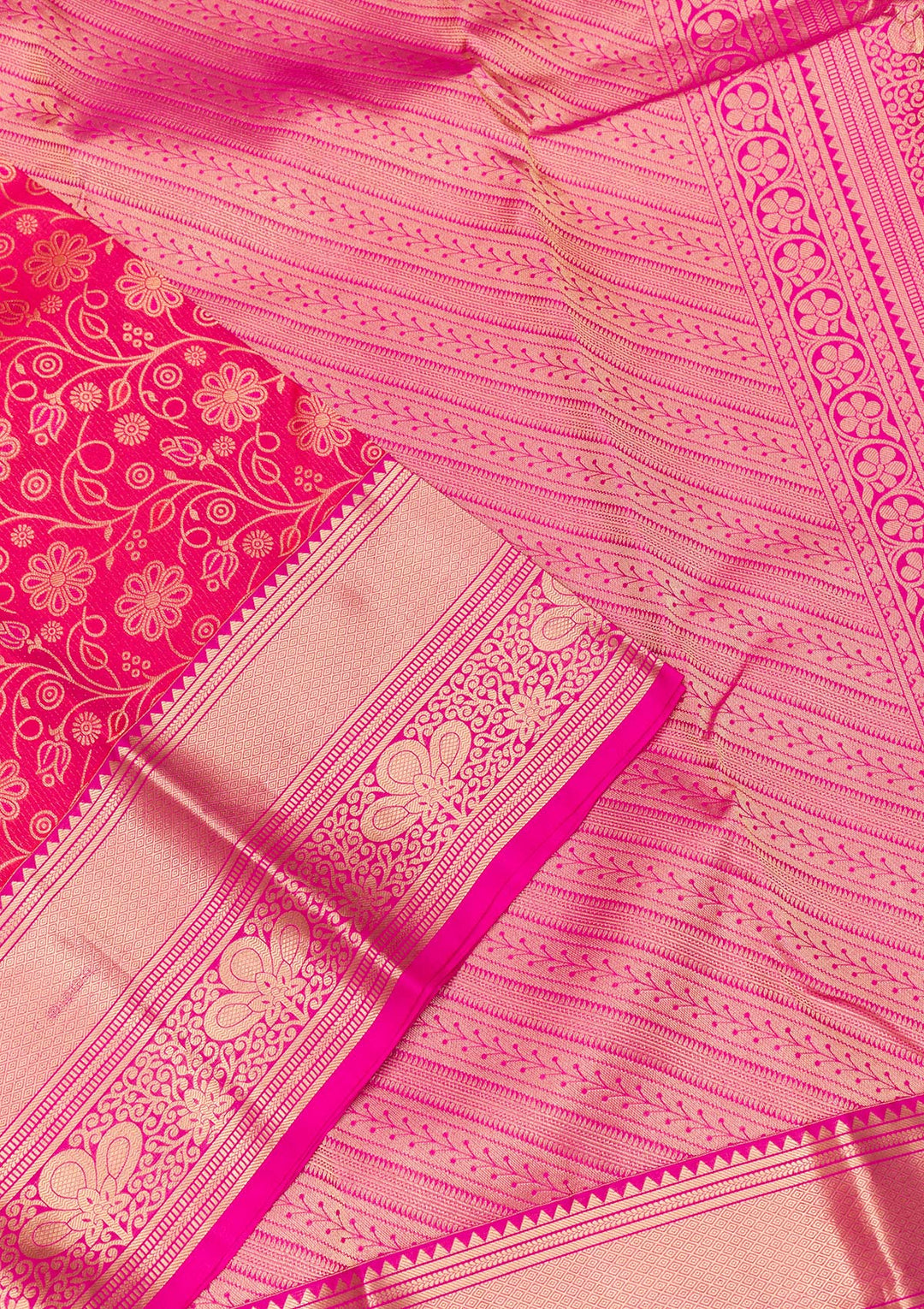 Rani Pink Zariwork Pure Silk Saree-Koskii