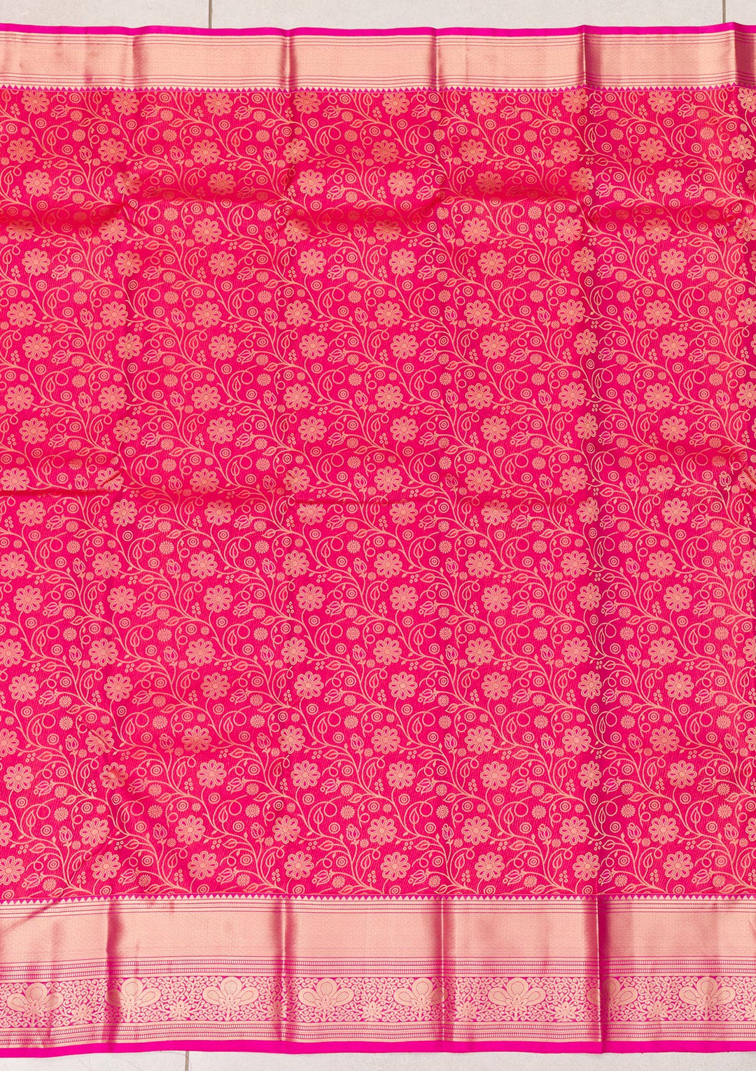 Rani Pink Zariwork Pure Silk Saree-Koskii