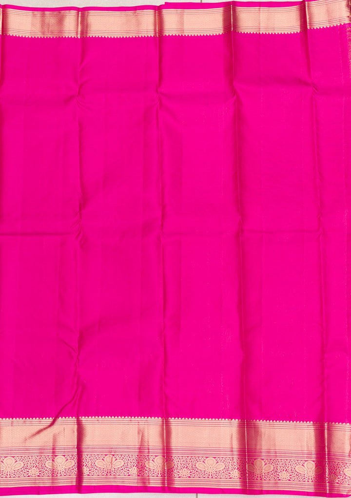 Rani Pink Zariwork Pure Silk Saree-Koskii