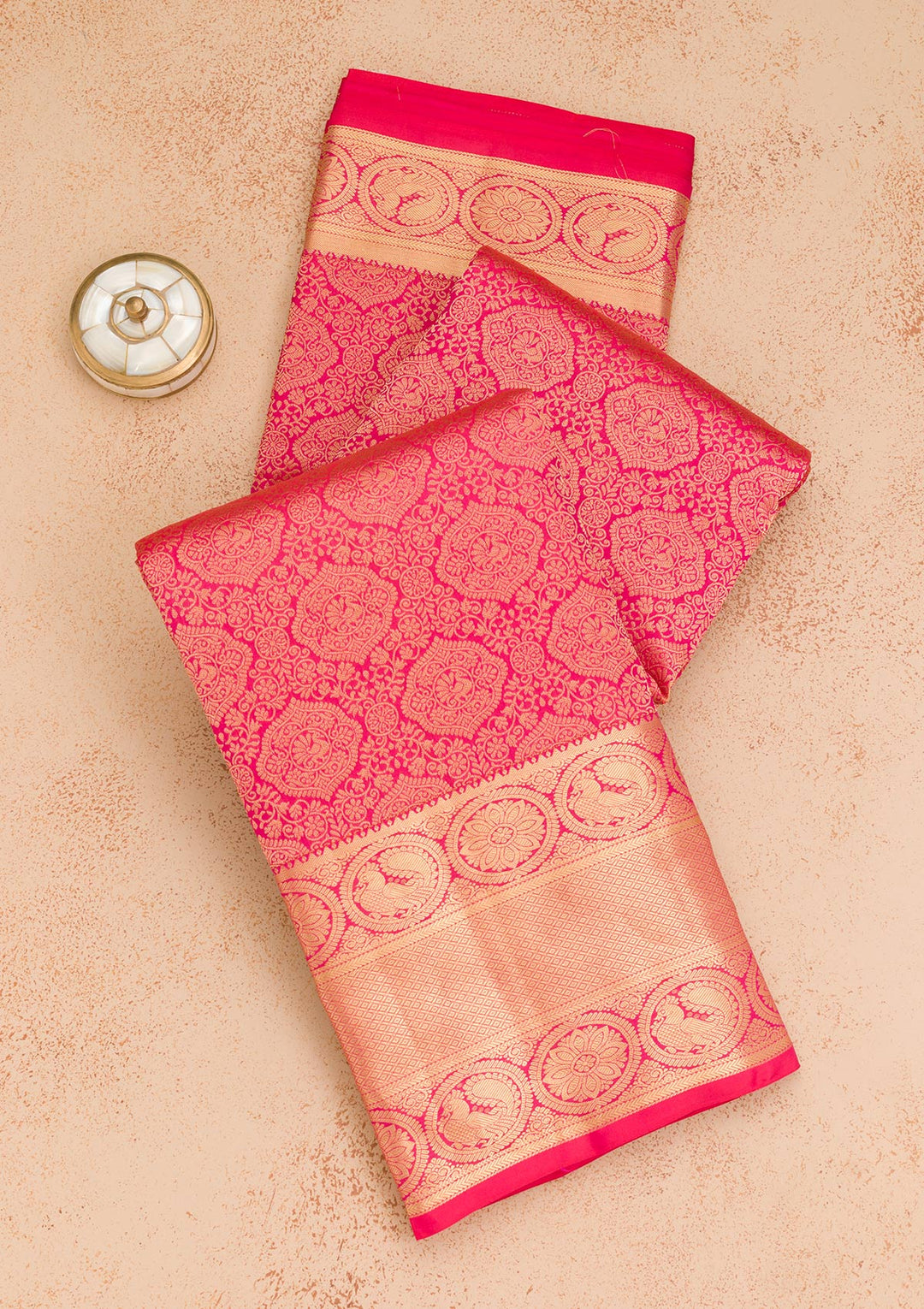 Rani Pink Zariwork Pure Silk Saree-Koskii