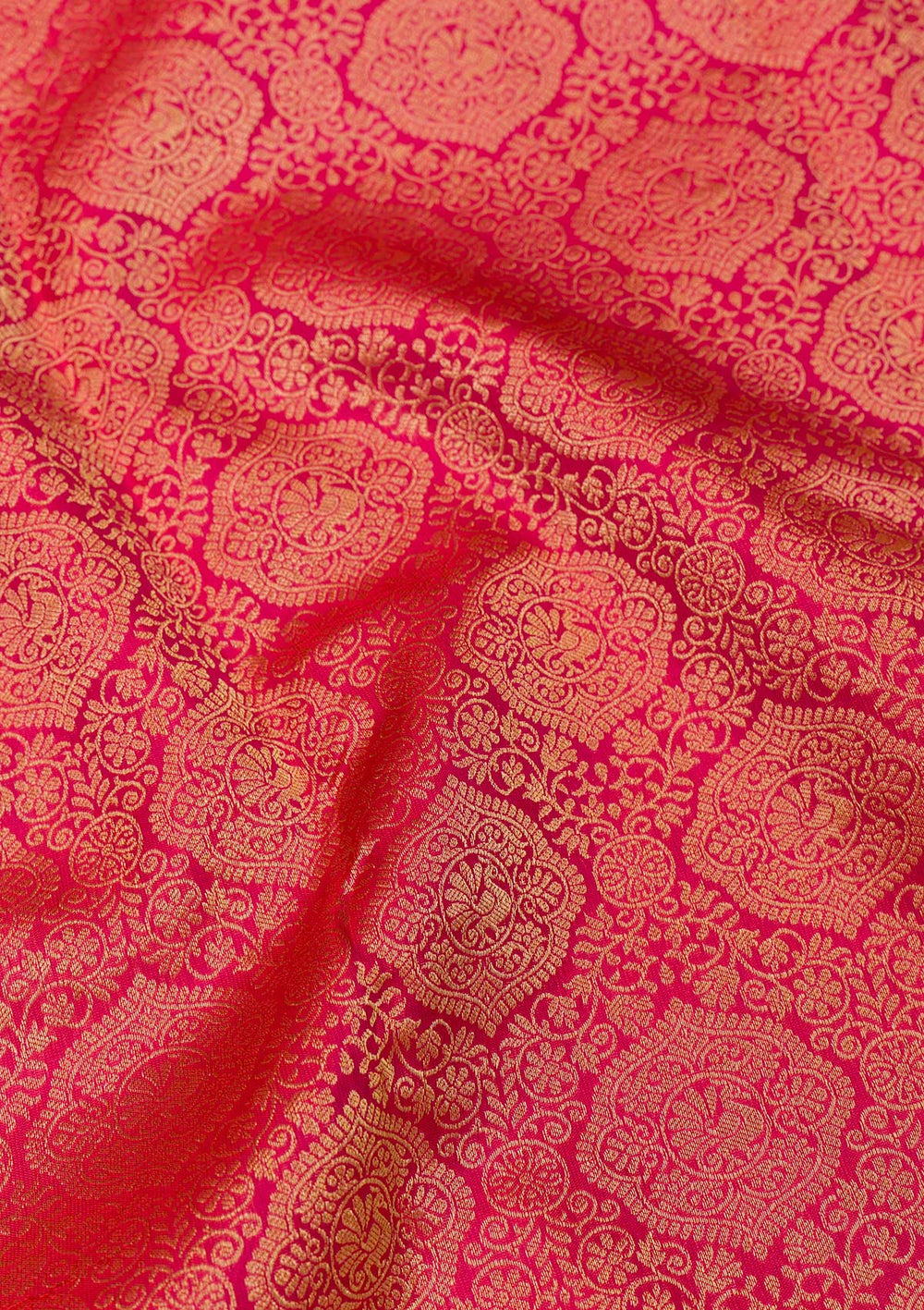 Rani Pink Zariwork Pure Silk Saree-Koskii
