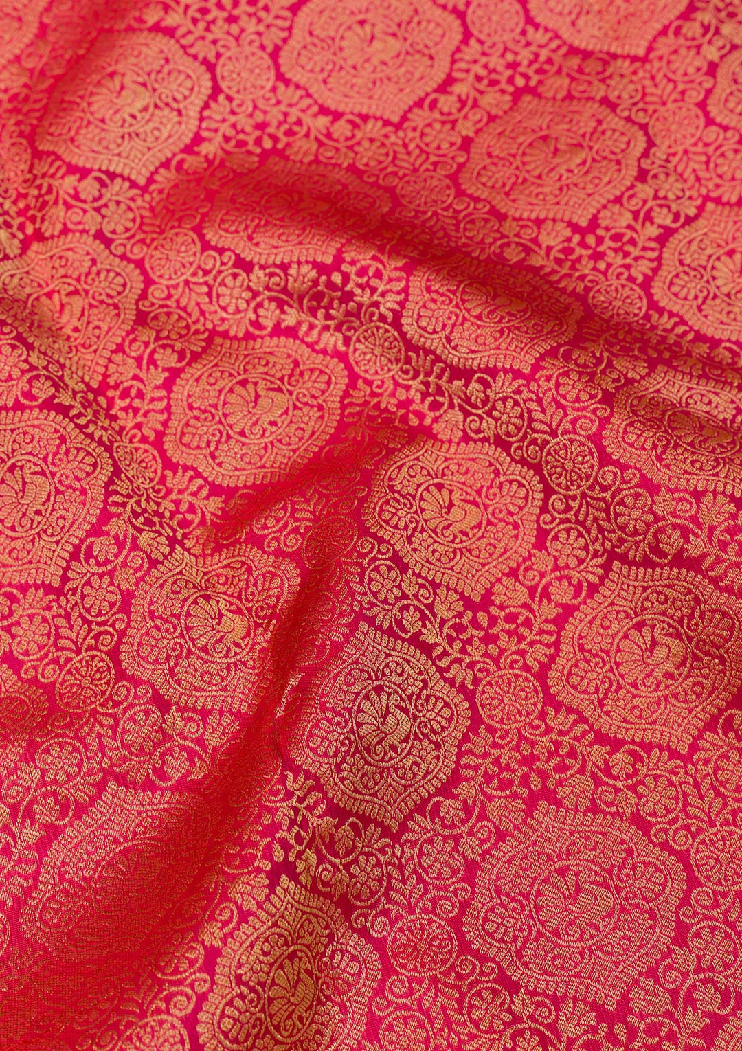 Rani Pink Zariwork Pure Silk Saree-Koskii