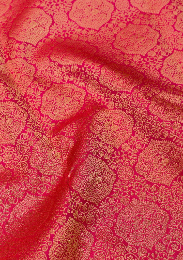 Rani Pink Zariwork Pure Silk Saree-Koskii